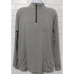 Reebok Men's Athletic Shirt Size L Gray Mock Neck 1/4 Zip Long Sleeve W/Pocket